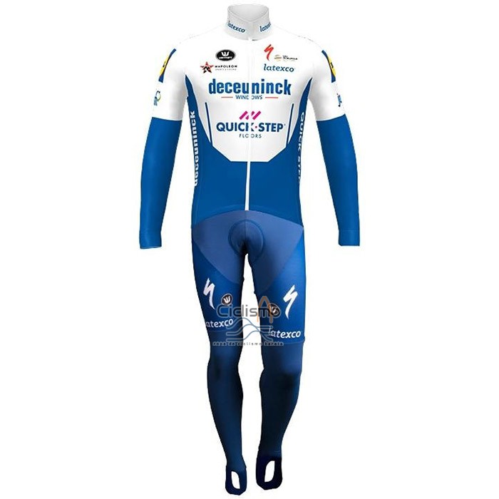 Deceuninck Quick Step Ropa Ciclismo Culotte Largo 2020 Mangas Largas Azul Blanco